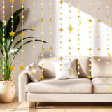 Gold Moon Star Garland Crescent Hanging Decor Ramadan Eid Mubarak Party Supplies