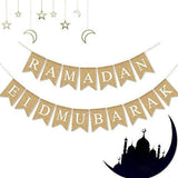 Burlap Ramadan Eid Mubarak Banner Fireplace Mantel Home Decorations