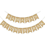 Burlap Ramadan Eid Mubarak Banner Fireplace Mantel Home Decorations