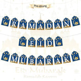 3pcs Ramadan Banner Eid Mubarak Hanging Decorations Home Wall Tree Garland