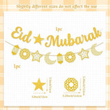 Gold Eid Banner Ramadan Hanging Decorations Home Garland Party Supplies