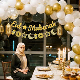 Gold Eid Banner Ramadan Hanging Decorations Home Garland Party Supplies
