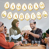 2pcs Ramadan Kareem Banner Eid Mubarak Hanging Decorations Home Wall Tree Garland
