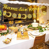 Gold Eid Banner Garland Ramadan Moon Star Hanging Decorations Home Supplies