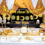 Gold Eid Banner Garland Ramadan Moon Star Hanging Decorations Home Supplies