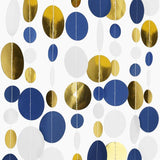 Blue Gold Circle Garland Polka Dot Streamer Hanging Decorations Ramadan Party