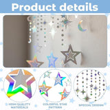 Moon and Stars Decor Iridescent Star Garland Hanging Decorations Ramadan Eid Parties