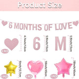Six Months of Love Banner Heart Foil and Star Balloons for Couple Party Decor
