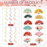 30 PCS Hibachi Party Decorations Japanese Folding Fans Hanging Swirls Asian Theme Party Supplies