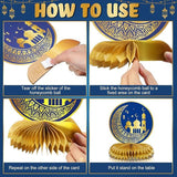 12 PCS Ramadan Mubarak Decorations Eid Honeycomb Centerpieces Blue Gold Moon Star Table Decor