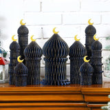 9 PCS Ramadan Party Decorations Honeycomb Centerpieces Eid Mubarak Table Decor Blue and Gold