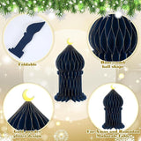 9 PCS Ramadan Party Decorations Honeycomb Centerpieces Eid Mubarak Table Decor Blue and Gold