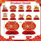 10 PCS Chinese New Year Honeycomb Centerpieces 2026 Horse Red and Gold Table Decor