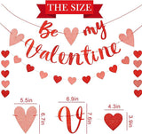 Be My Valentine Banner with Heart Garland 3pcs Glitter Red Pink Party Decor