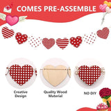 Valentines Day Wooden Red White Love Hearts Garland Rustic Banner Party Decor