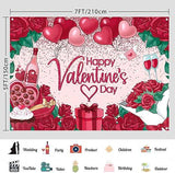 Happy Valentines Day Backdrop Banner Red Heart Balloons Roses Love Photo Decor 7x5ft