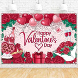 Happy Valentines Day Backdrop Banner Red Heart Balloons Roses Love Photo Decor 7x5ft