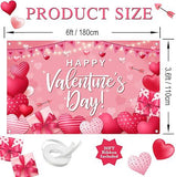 Happy Valentines Day Pink Backdrop Love Heart Banner Party Decor 14 February