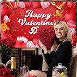 Happy Valentines Day Red Backdrop Love Heart Banner Party Decor 14 February