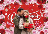 Happy Valentines Day Red Pink Rose Backdrop Banner Photo Booth Party Decor