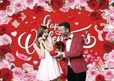 Happy Valentines Day Red Pink Rose Backdrop Banner Photo Booth Party Decor