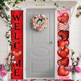 Valentines Door Banner Buffalo Plaid Red Heart Hanging Sign Home Decor