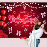 Happy Valentines Day Banner Red Rose Floral Backdrop Wedding Photo Booth Decor