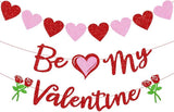 Glitter Valentine Banner Be My Valentine Red Pink Heart Party Decor