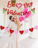 Glitter Valentine Banner Be My Valentine Red Pink Heart Party Decor