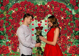 Valentines Day Backdrop Red Rose Heart Garden Wedding Party Photo Banner 82x59