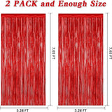 2 Pack Red Tinsel Backdrop Fringe Curtains Valentines Wedding Photo Party Decor