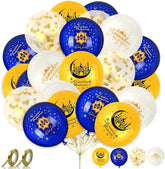32 Pcs Ramadan Mubarak Balloons Black Gold Latex 12 Inch Eid Party Decor