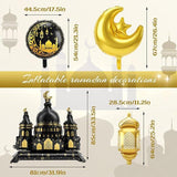 10 Pcs Eid Mubarak Foil Balloons Ramadan Lantern Moon Star Castle Decor