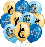 30 Pcs Ramadan Mubarak Balloons Gold Blue Eid Latex Decorations for Eid