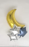 16 Pcs Moon Star Balloons Bouquet Blue Baby Shower Birthday Eid Ramadan Decor