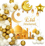 Ramadan Mubarak Balloons Set 70PCS White Gold Eid Party Supplies Star Moon Decor