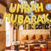 16 Inch Umrah Mubarak Letter Balloons Banner Mylar Foil Decorations for Ramadan Eid