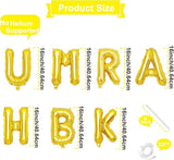 16 Inch Umrah Mubarak Letter Balloons Banner Mylar Foil Decorations for Ramadan Eid