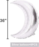 6PCS 36 Inch Silver Moon Foil Balloons Birthday Wedding Party Decor