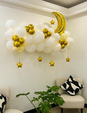 White Gold Party Decorations Moon Star Foil Balloons Baby Shower Decor