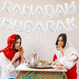 16 Inch Ramadan Mubarak Letter Balloons Silver Mylar Eid Party Decor