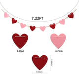 Valentines Day Felt Heart Garland Banner Pink Red Home Office Party Decor