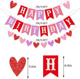 Valentines Day Birthday Banner Red Pink Garland Happy Valentines Party Decor