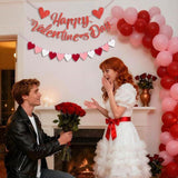 Happy Valentines Day Glitter Banner Red Pink Heart Garland Party Decor