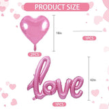 Pink LOVE Foil Balloon Banner with Heart Balloons, Party Decor