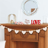 Valentines Day White Heart Garland Beads Rustic Banner Mantle Wall Party Decor