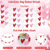 4 Pack Glitter Heart Garland Banner Red Pink White Valentines Home Party Decor