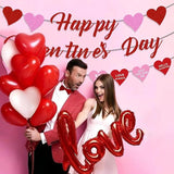 Red Pink Glitter Happy Valentines Conversation Heart Banner Home Office Decor