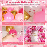 180PCS Hot Pink Balloon Garland Kit White Gold Balloons for Party Decorations
