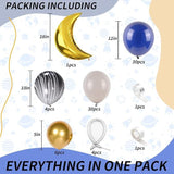 Outer Space Astronaut Balloon Garland Kit Navy Black Gray Gold Balloons for Party Decor